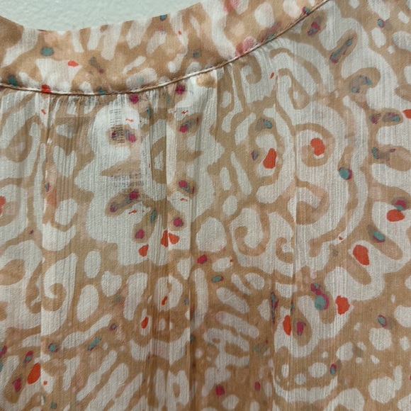 Diane Von Furstenberg Carleen Peach Silk Boho Print Shirt Size 8 Tie Waist - Picture 7 of 7